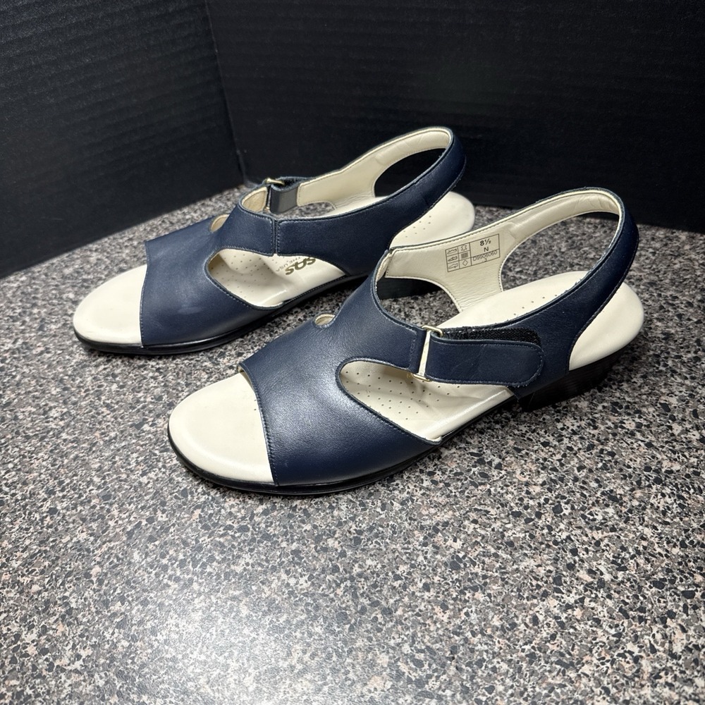 SAS‎ Suntimer Tripad Comfort Sandals Women's Size 8.5 N Leather USA Navy Blue